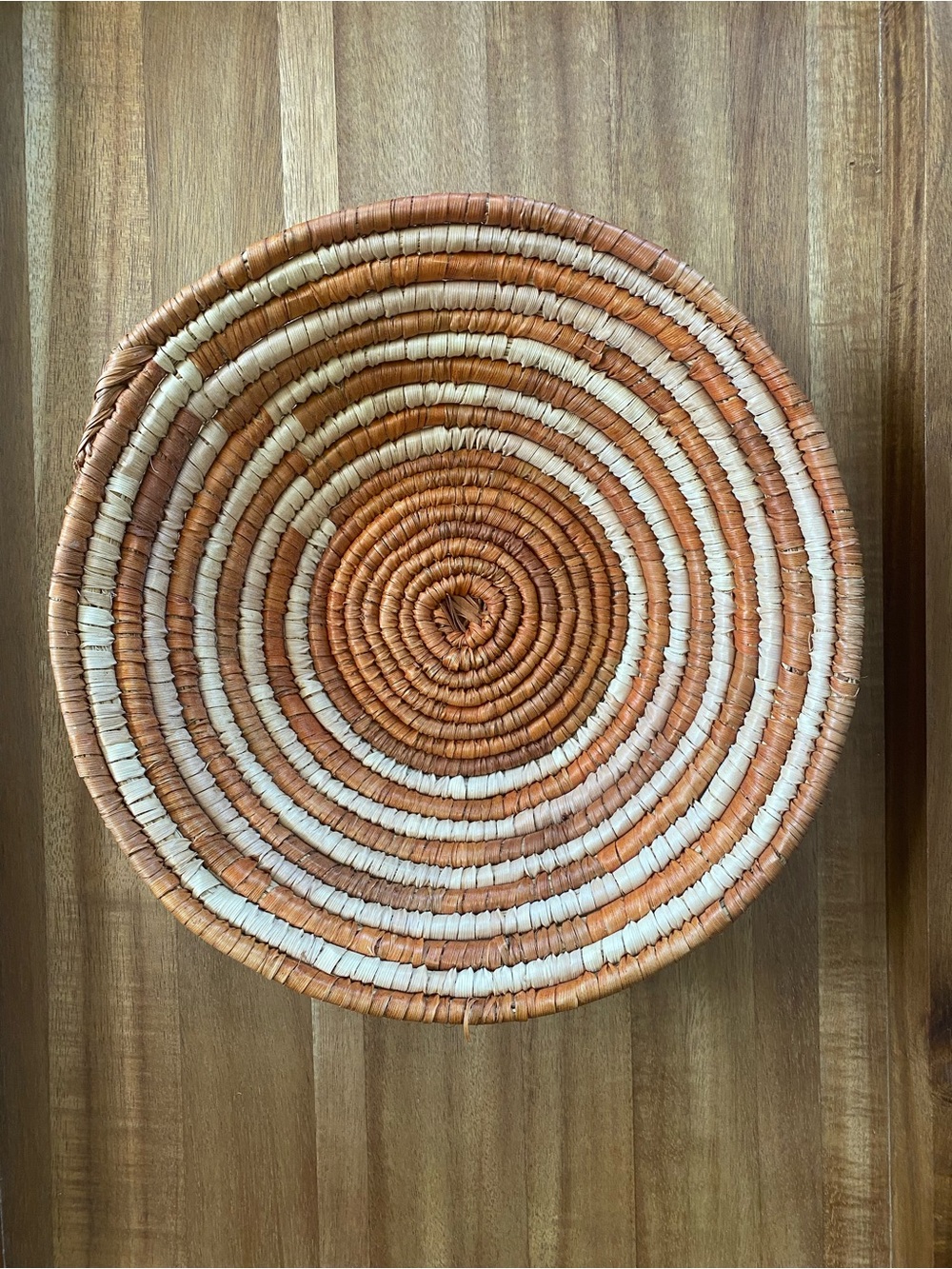 10” Handwoven Terracotta and Cream Decorative Wall Basket